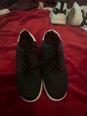 Men's Casual Black Sneakers with White Accents